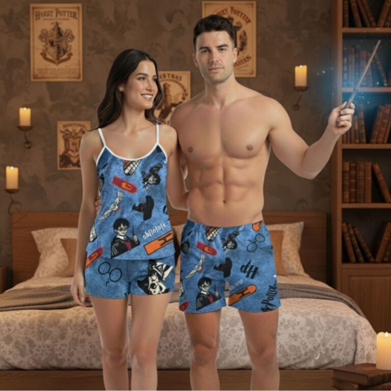 Kit Pijama Casal Feminino Samba Canção Namorados