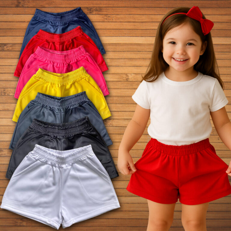 SHORT feminino menina LISO infantil com bolso unif