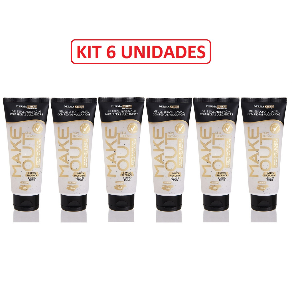 Kit C/6 Gel Esfoliante Facial Pedras Vulcânicas MAKE UP DERMACHEM 100g