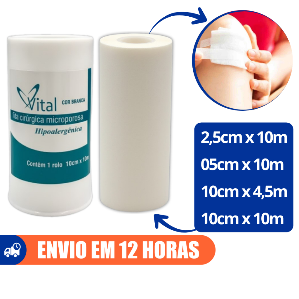 Fita Cirúrgica Adesiva Microporosa Discreta Hipoalergênica Vital