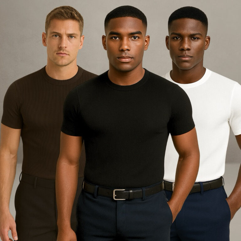 Kit Camisetas Masculina Americana Canelada em Riba