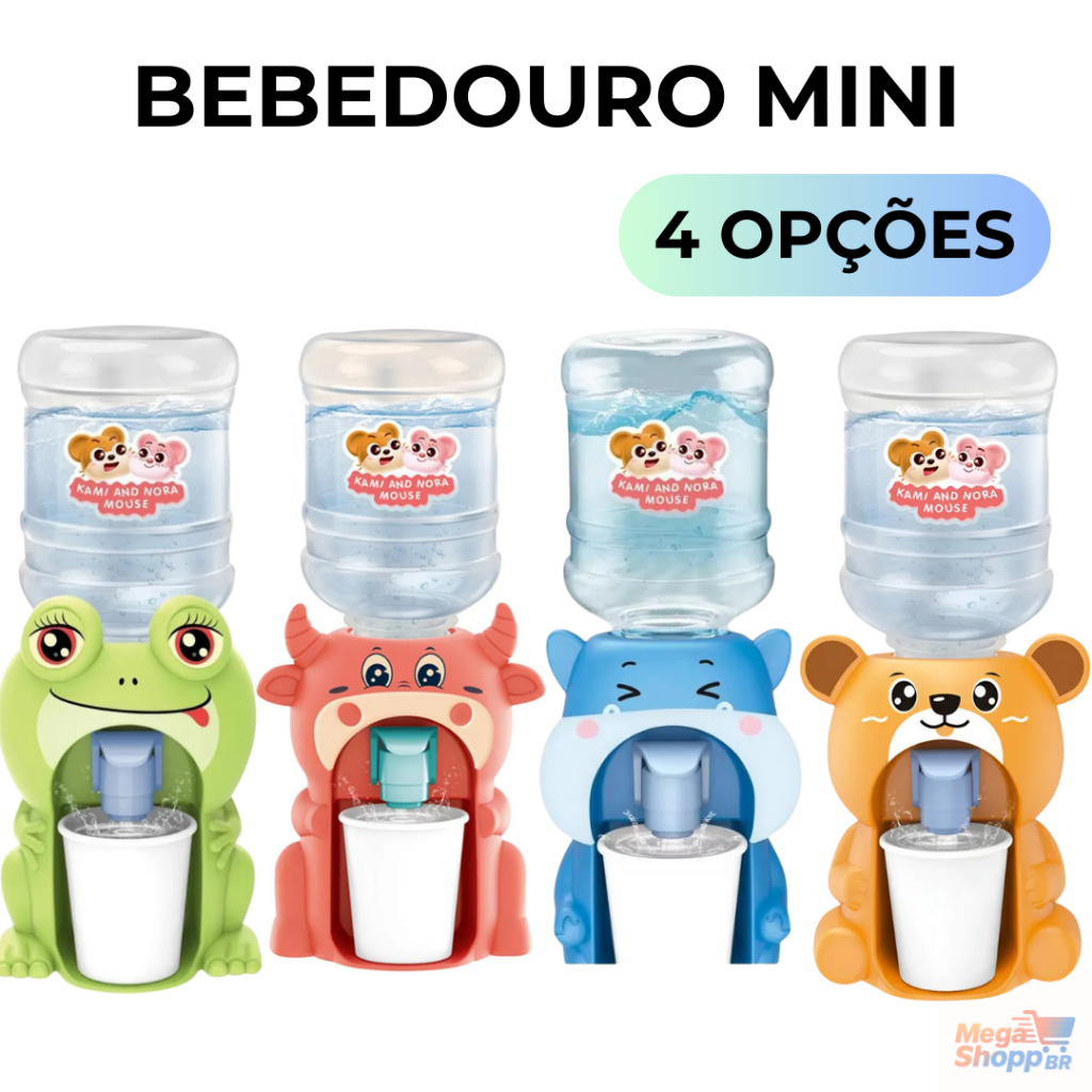 Mini Bebedouro Portatil com 4 Modelos Urso Sapo Hipopotamo Vaca Dispenser Divertido Crianças Adultos