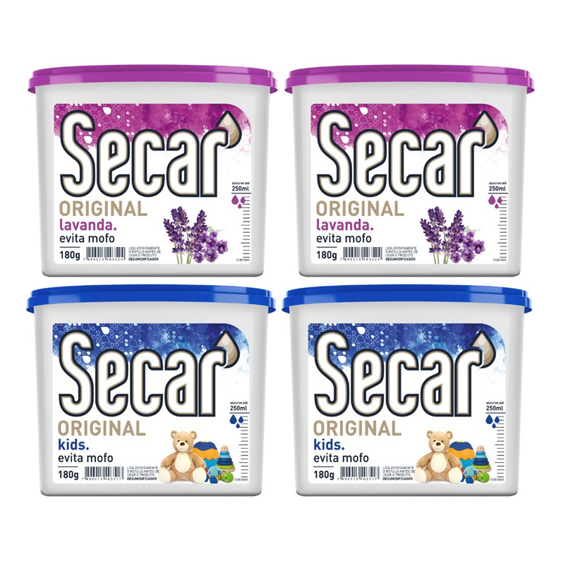 Kit C/ 4un Anti Mofo Secar 180g – Desumidificador, Armario