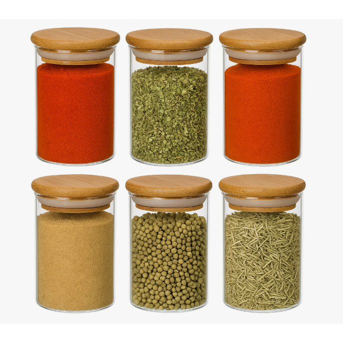 Kit 6 Potes Para Tempero Vidro 250ml Hermético Ta