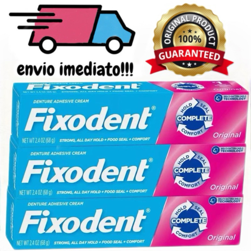 kit de 3 Fixodent Original 68g3 turbo-Envio Imediato 100% Original Fixador De Prótese Em Gel Sem Glú
