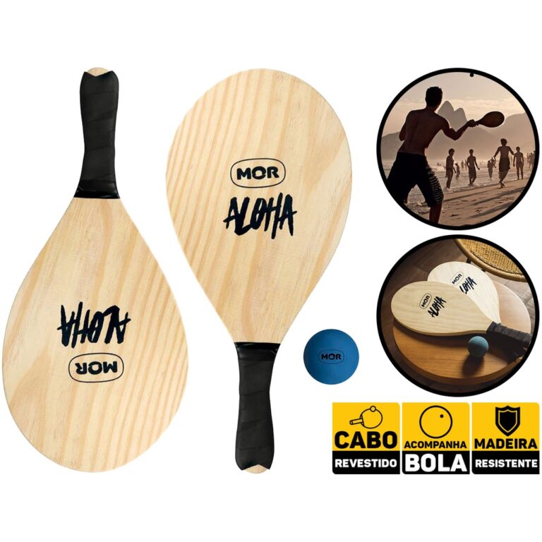 Kit Jogo Frescobol Tênis De Praia 2 Raquetes + 1