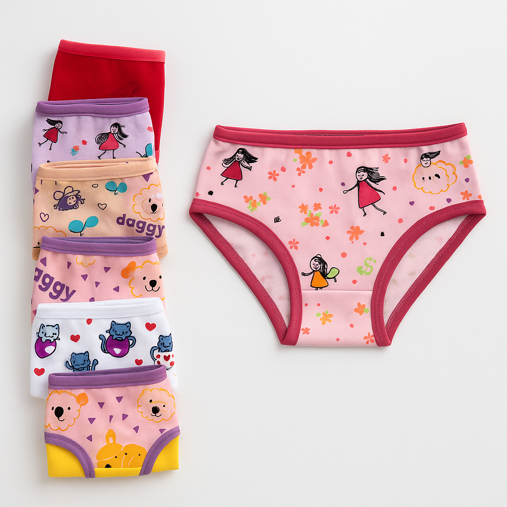 KIT 3, 6 e 9 Calcinha Feminina Tanga Infantil Juvenil Algodão Macio Ajuste Perfeito Cores Estampas S