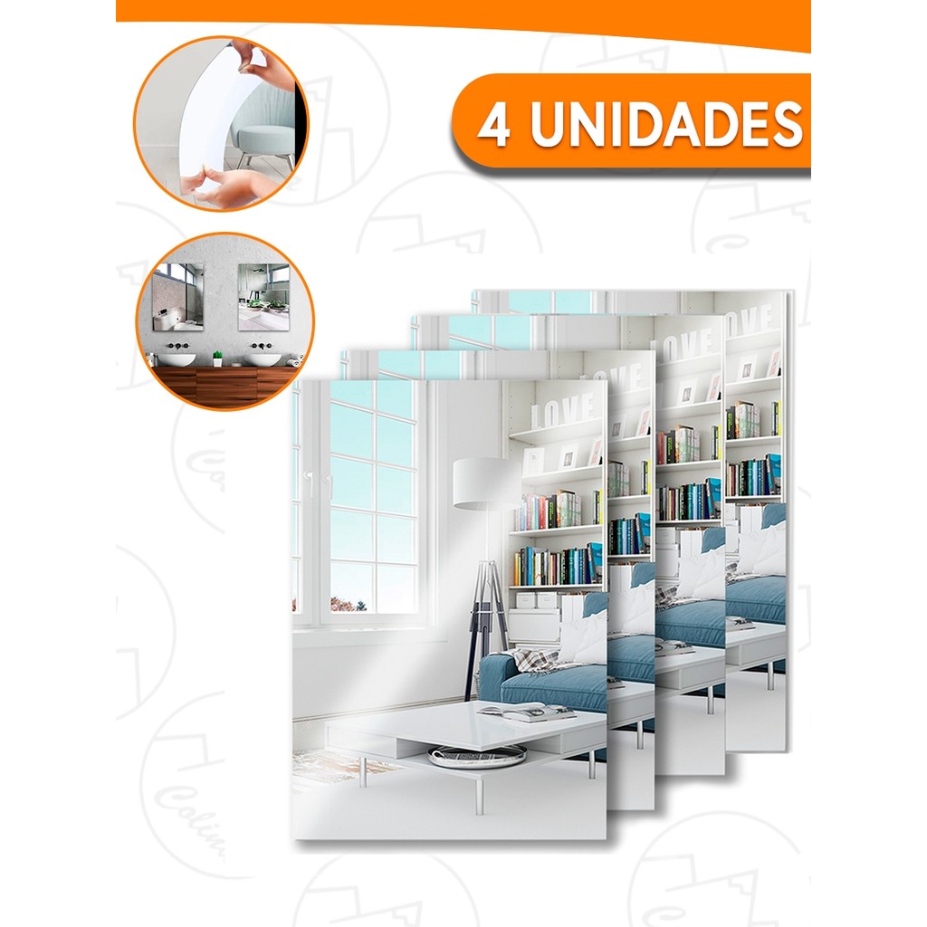 Espelhos Auto Adesivo Acrílico Decorativo 20×30 Retangulares Nanoshop