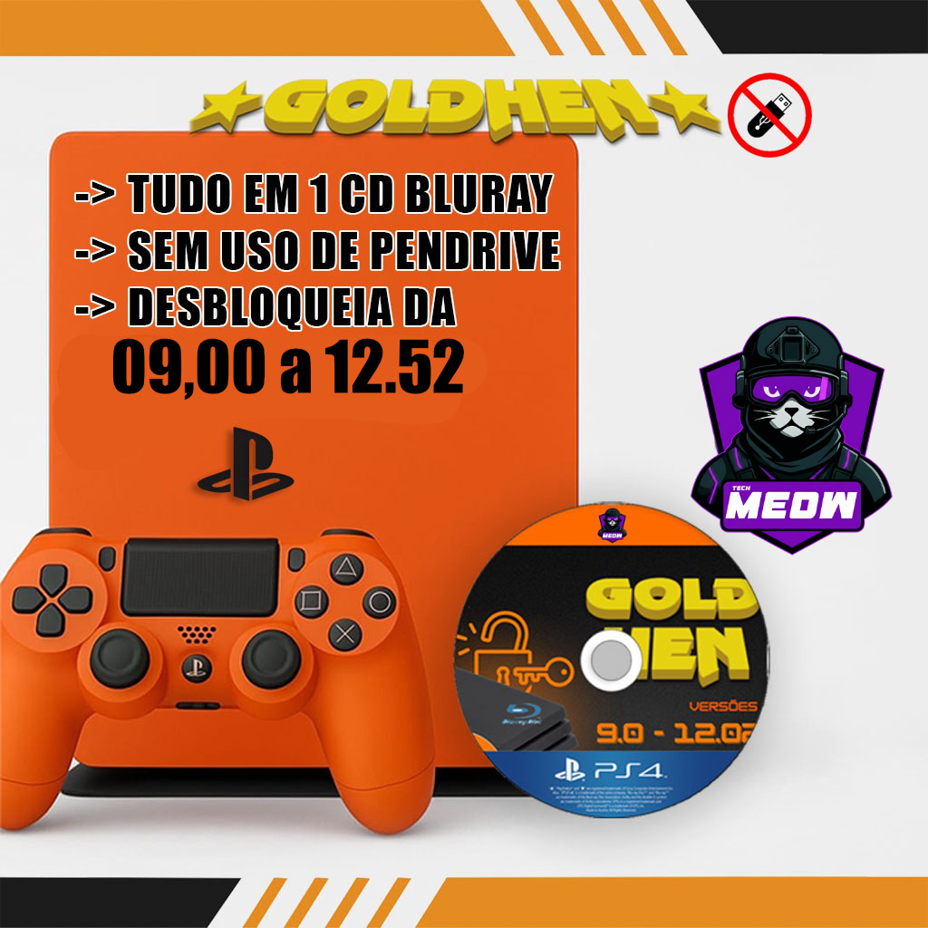 Desbloqueio PS4 BD-JB AutoHEN AIO Poops ( 9.00 ~12.52) + Lojinha + 1 JOGO SURPRESA – GOLDHEN