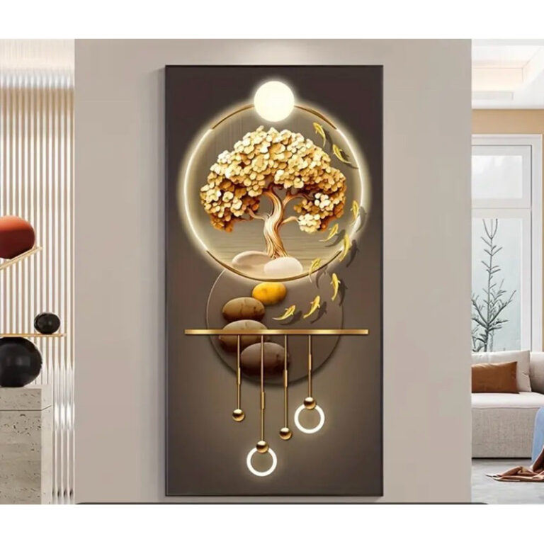 Quadro decorativo Árvore da Vida Dourada com Arte
