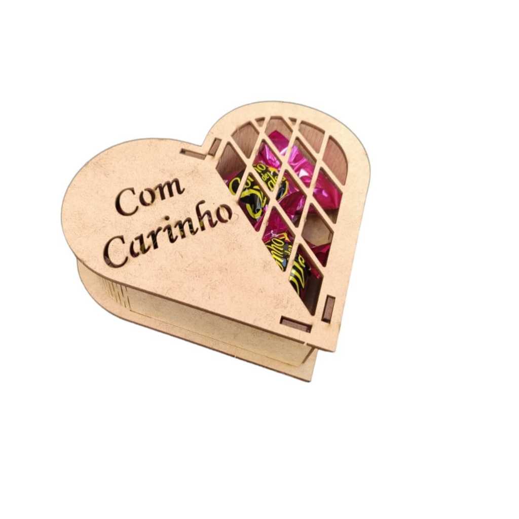 10 Caixas Coração 13 cm Com Carinho, Lembrança, Presentes, dia dos Namorados MDF – Madeira