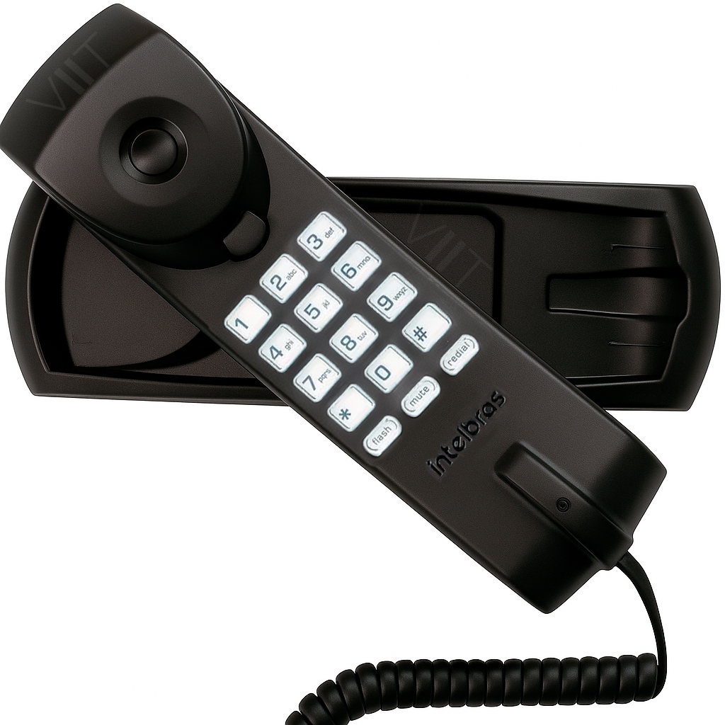 Telefone Intelbras TC20 Gôndula Preto com fio – Aparelho telefone fixo para mesa ou parede com NF