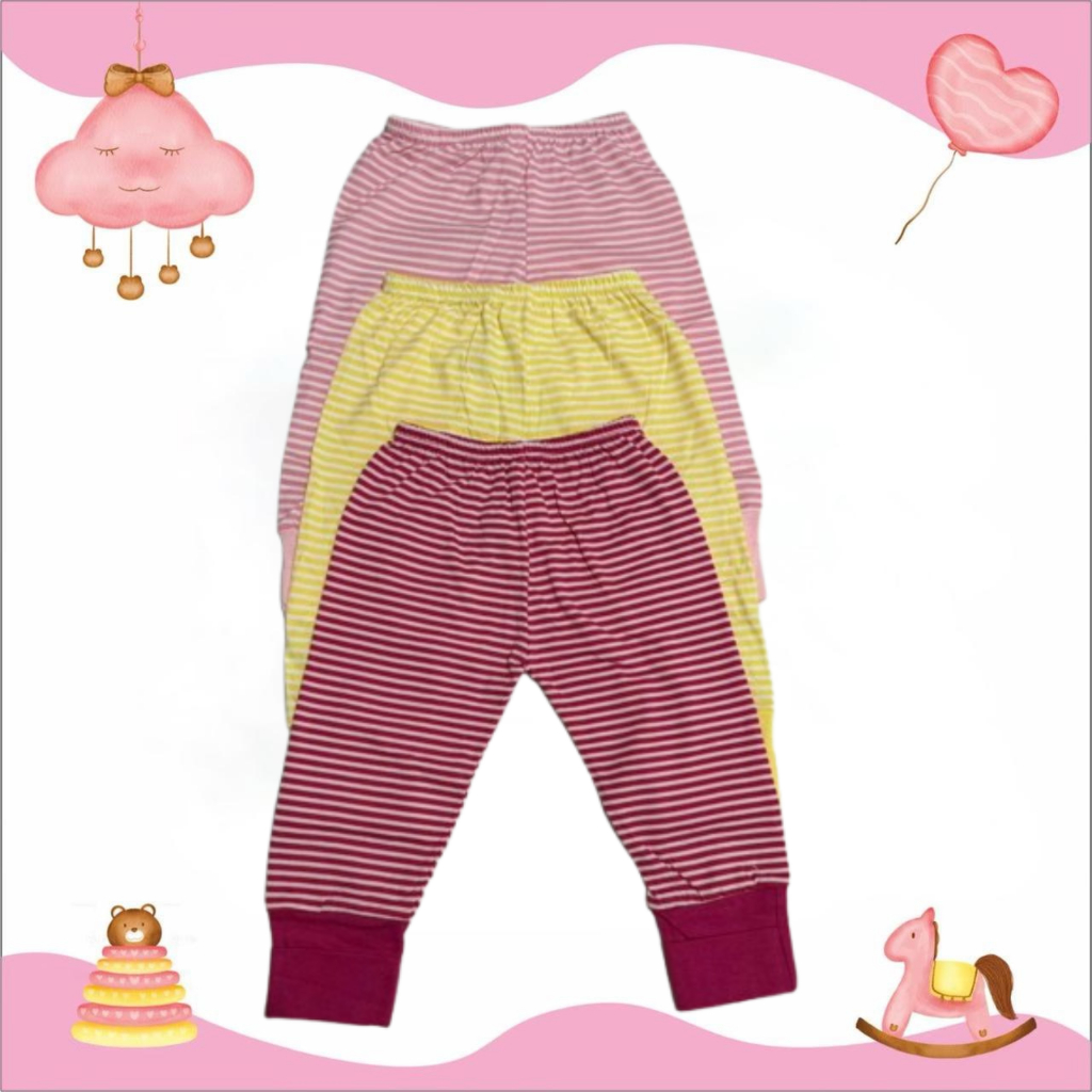 Kit 3 Calça  Mijao De Listra P, M e G Com Pé Resvesivel De Bebê Menino Menina 100% algodão