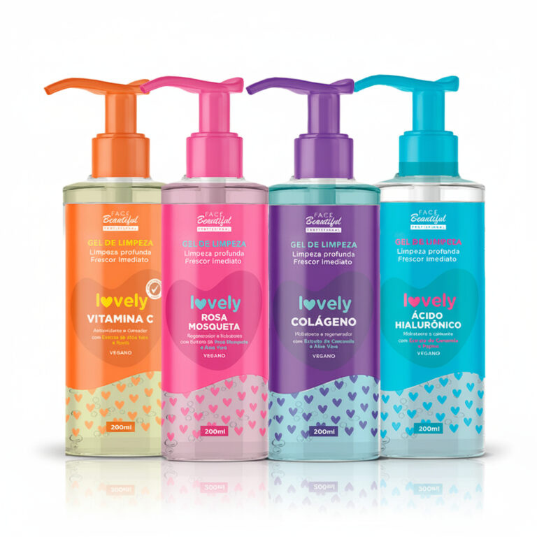 Kit 4 Gel de Limpeza Skin Care Facial Lovely Face 
