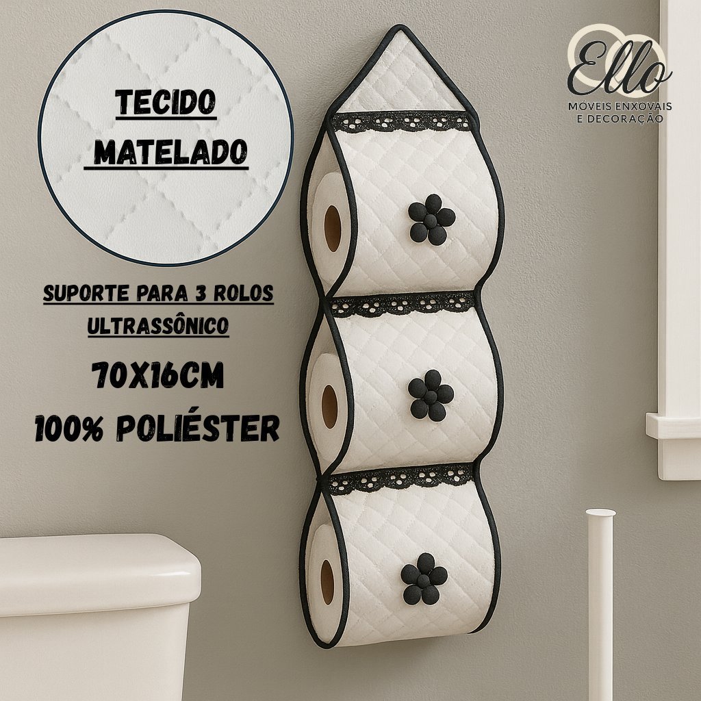 Porta Papel Higiênico Matelado 3 Rolos Decoração Banheiro Ultrassônico Entrega Rápida
