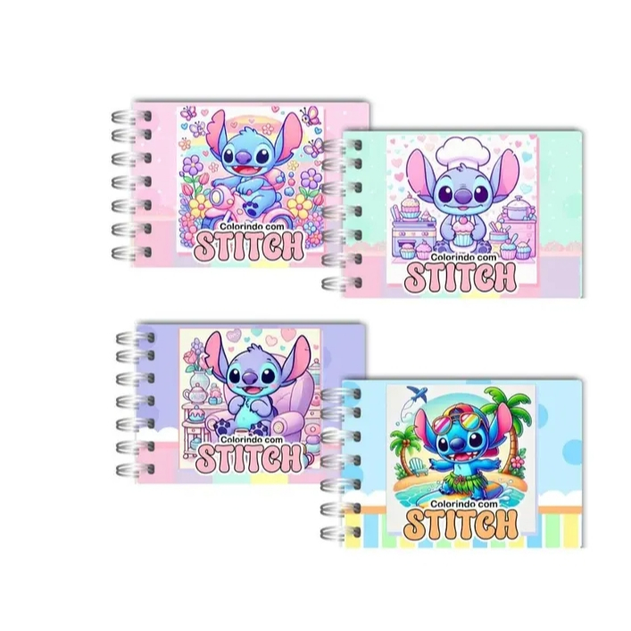Livro de Colorir Stitch Azul 50 Folhas Caderno de 
