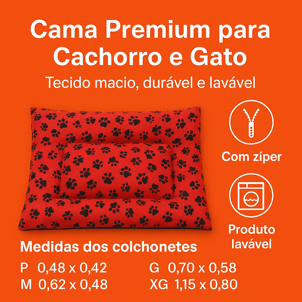 Cama Pet Resistente e Lavável com Zíper Ideal Para Porte P a GG Higiene E Conforto