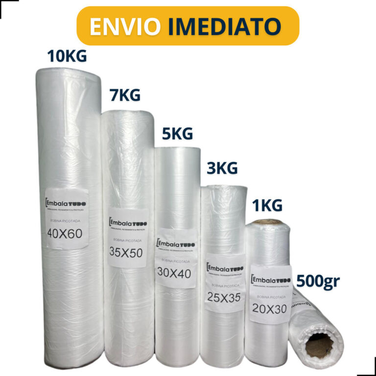 Bobina Picotada com 500 Sacos Plasticos para Alime