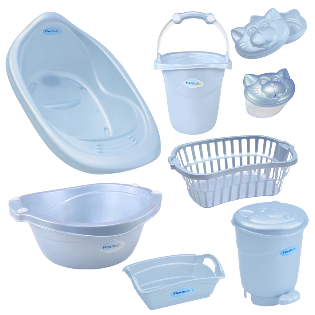 KIT COM BANHEIRA OU SEM DE BEBE  ORGANIZADOR LIXEIRA CESTO TELADO SABONETEIRA  PORTA ALGODÃO Menino
