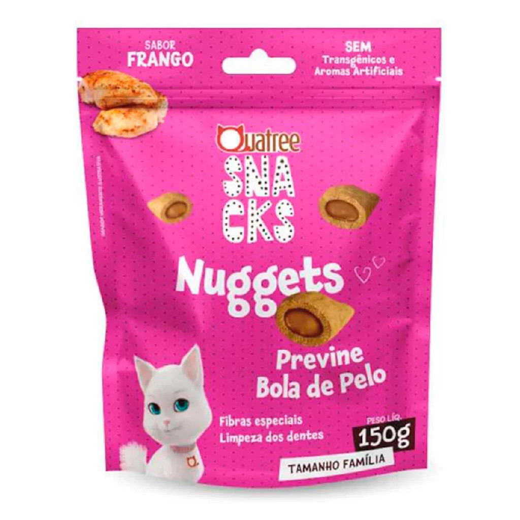 Petisco Quatree Snacks Nuggets Gato Bola de Pelo Frango 150g
