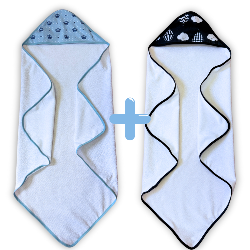 Kit 2 Toalhas de Banho para Bebê com Capuz Forrado