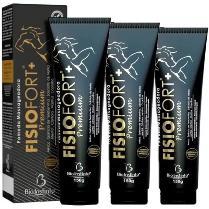 Pomadas FisioFort Premium Massageadora Bio Instinto 150g – Kit com 1/3/6 unidades