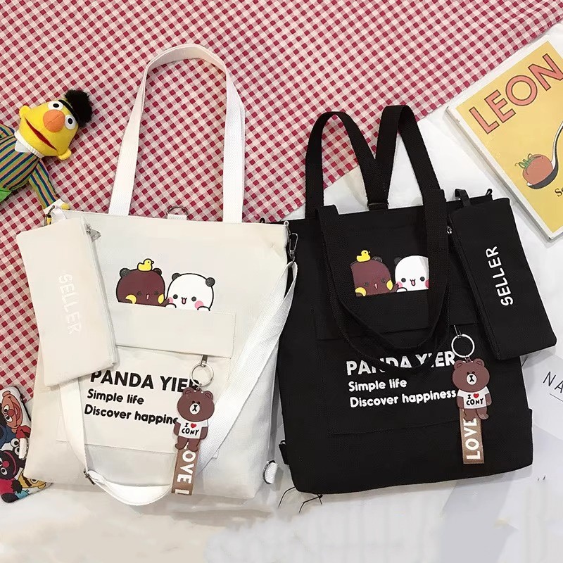 Bolsa Feminina De Lona Estilo Casual / Grande Capacidade, Alça De Mão E Alça Transversal, Versátil E