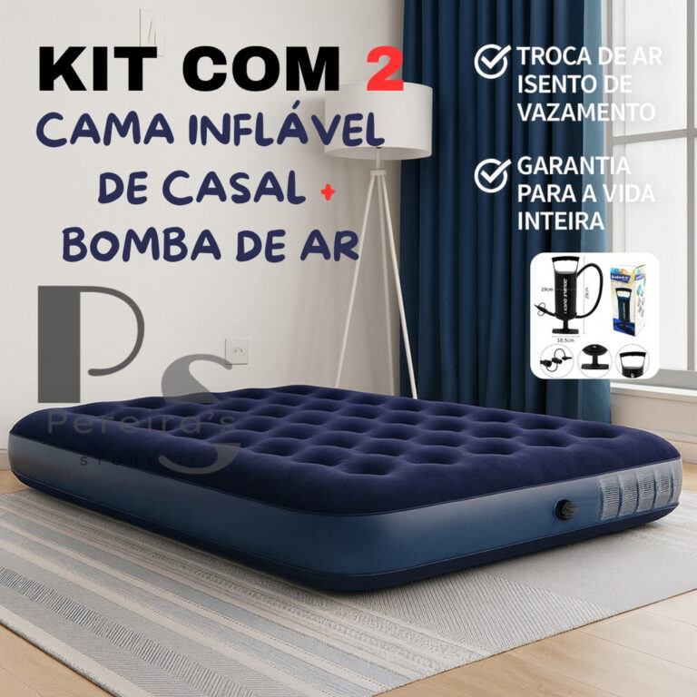 KIT 2 Colchão Inflável Casal Resistente com Bomb