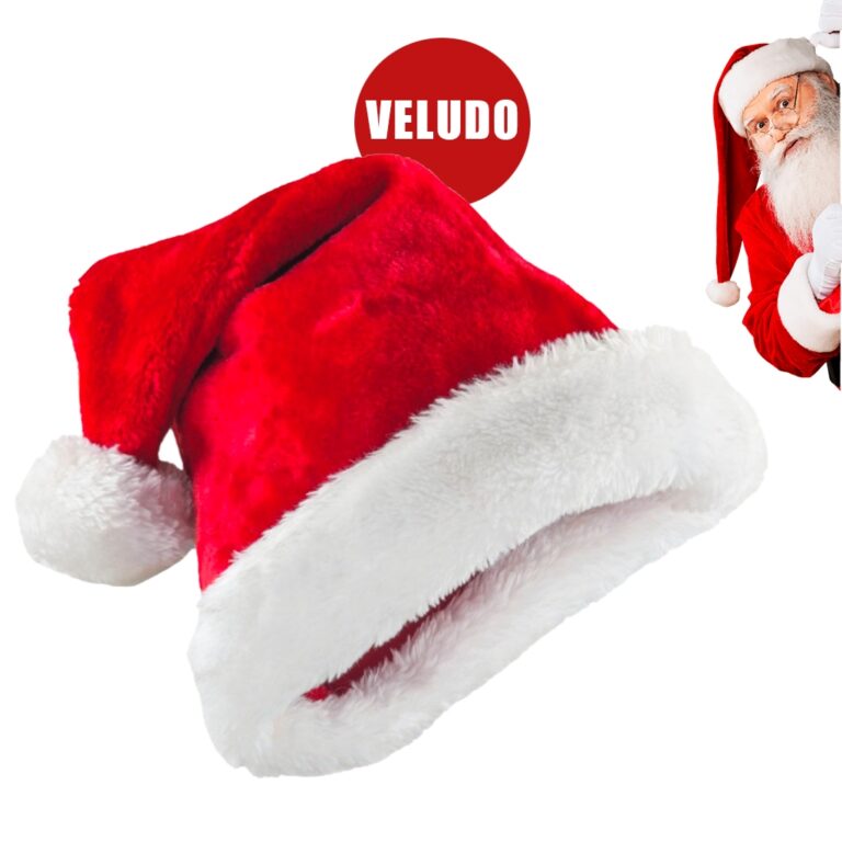 Kit Gorro Papai Noel Veludo Vermelho 40cm Touca Na