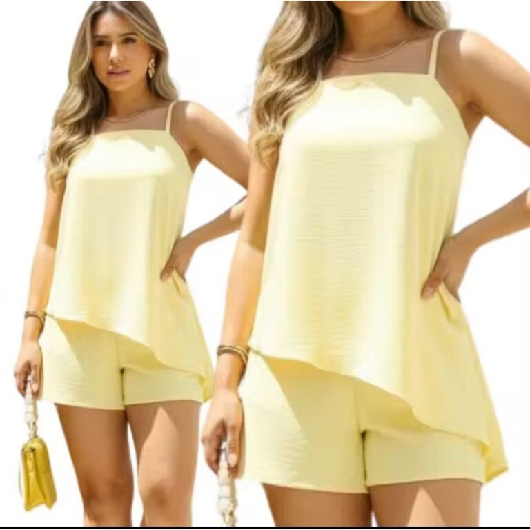 conjuntos femininos asimetricos shorts e blusa reg