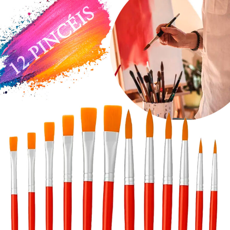 Kit 12 Pincéis Artesanato Pintura Ponta Fina Redo