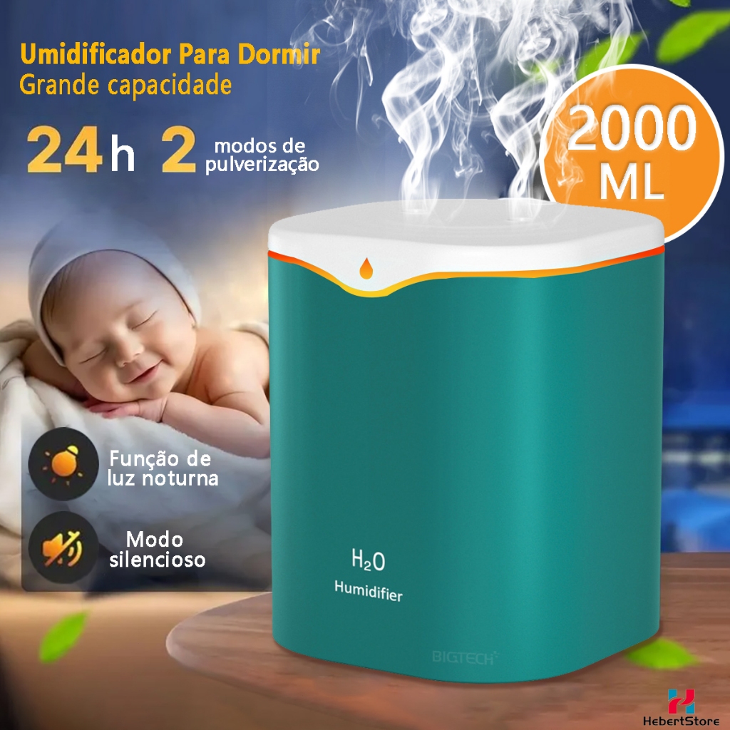 Umidificador Grande De Ar 2 Litros Umidificador De Ar E Aromatizador Bicos Dupla Difusor Aromatizado