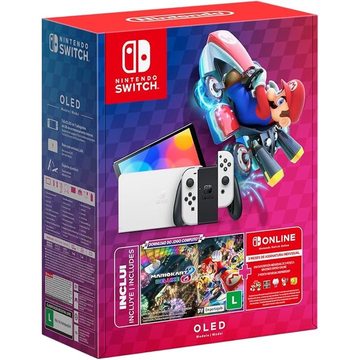 Console Nintendo Switch OLED 64GB Branco Mario Kar
