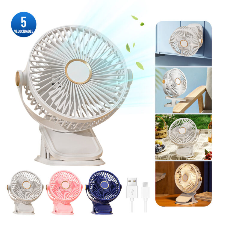 Ventilador de mesa 5 velocidades luminária LED re