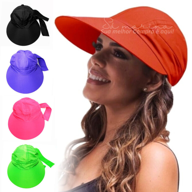 Boné Viseira Feminino Verão Tecido Aba Larga Pro