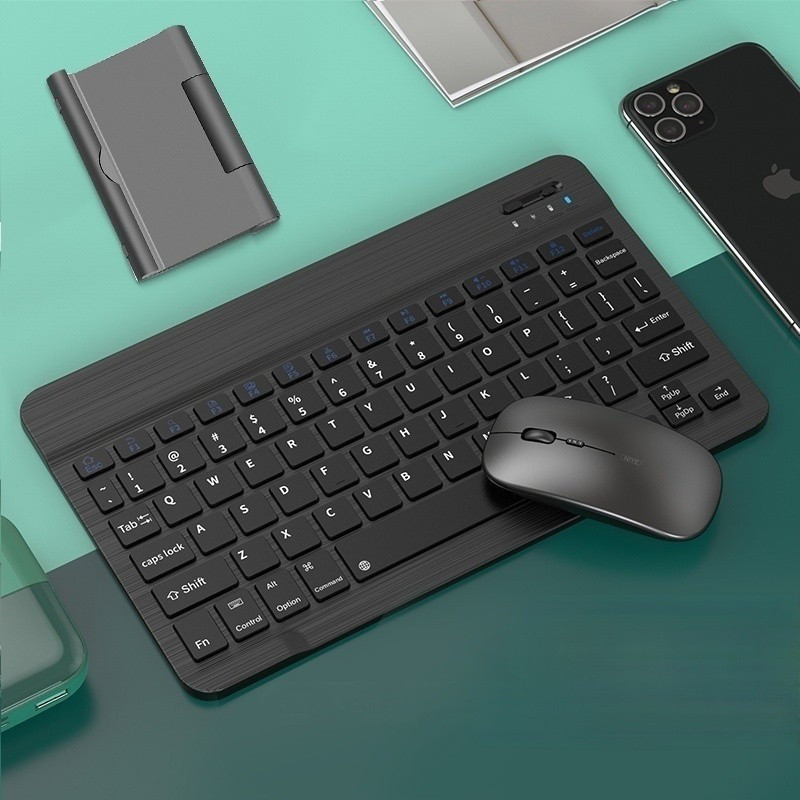 Kit de Teclado e Mouse Sem Fio Bluetooth Macaron com Design Moderno Destinado a PC iPad Tablet e Not