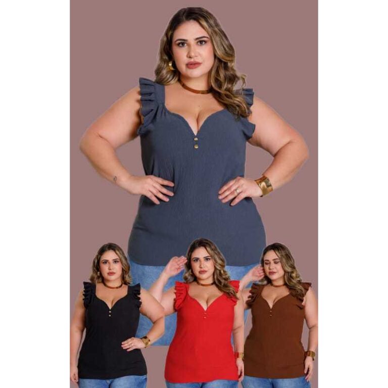 Blusa Feminina Plus Size com Babados Conforto e Es