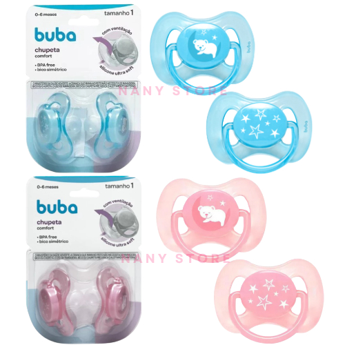 Kit Chupeta Buba 2 Unidades Confort Chupeta Dupla 