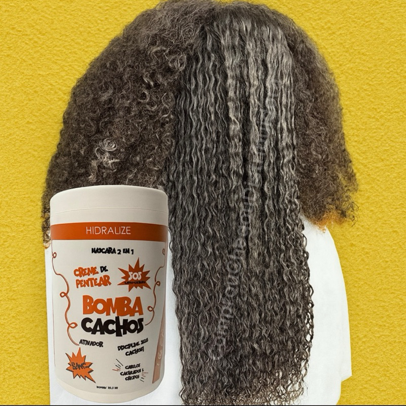 Creme De Pentear BOMBA CACHOS 1KG Ativador De Cachos Cabelo Crespo Cacheado Definição Dos Cachos 1 o