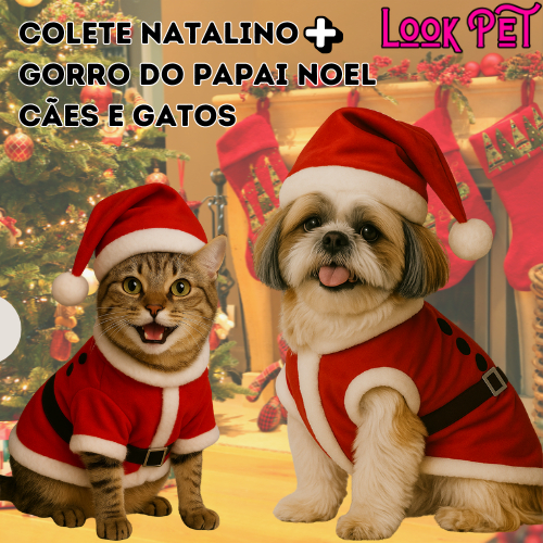 KIT 1 – 3 Colete Natalino + Chapéu Natalino