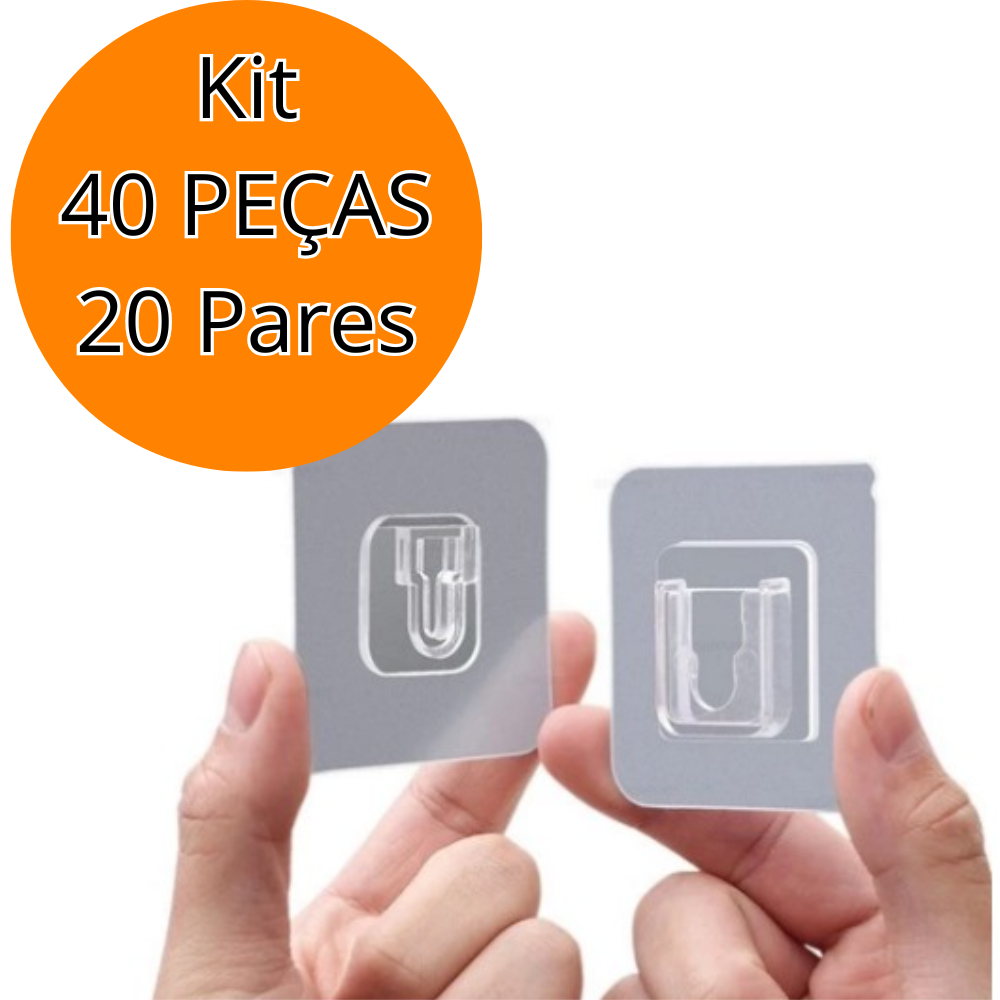 Gancho Pares  Adesivo Dupla Face Transparente Sem pregos Furos  Multiuso Para Banheiro Quarto Cozinh