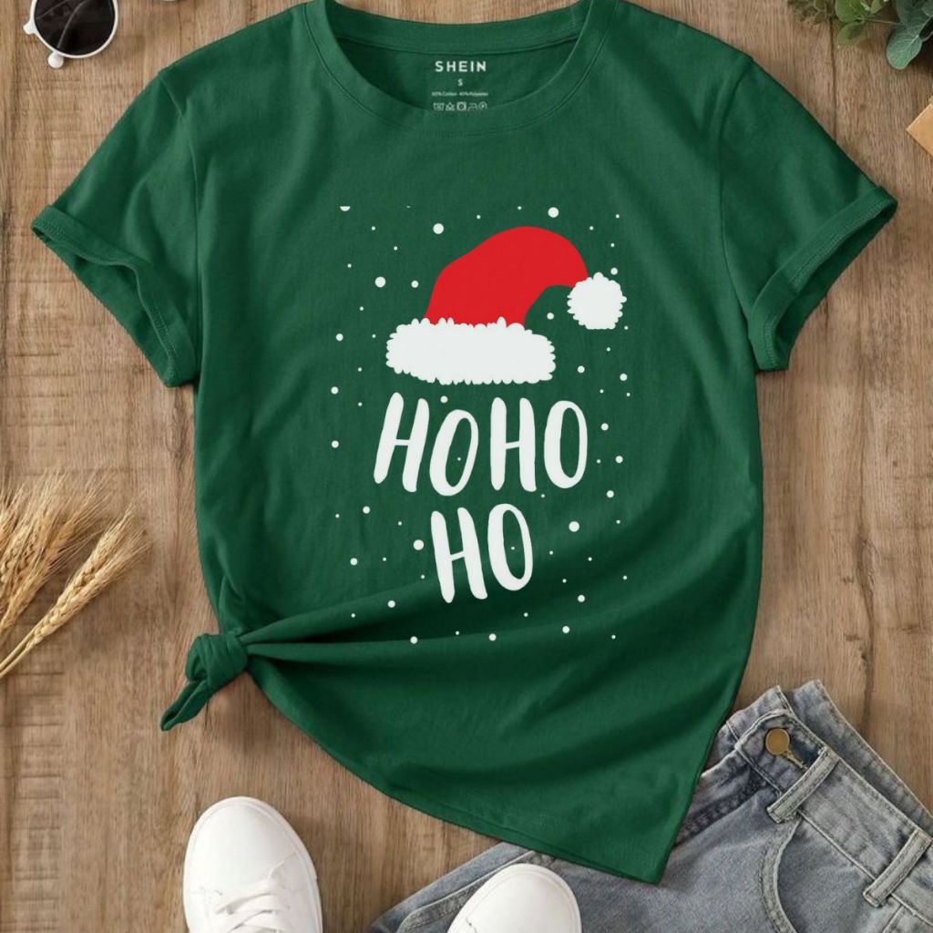 Blusa camiseta de Natal 100% algodão leve básica
