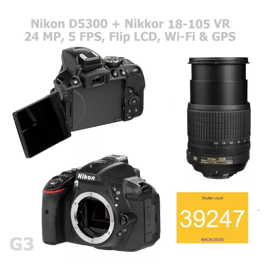 Nikon D5300 + Nikkor 18-105 Af-s Vr2 Wi-fi Youtuber G3 X0p1