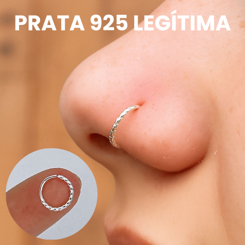 PIERCING NARIZ PRATA 925 LEGITIMA ARGOLA TRANÇADA