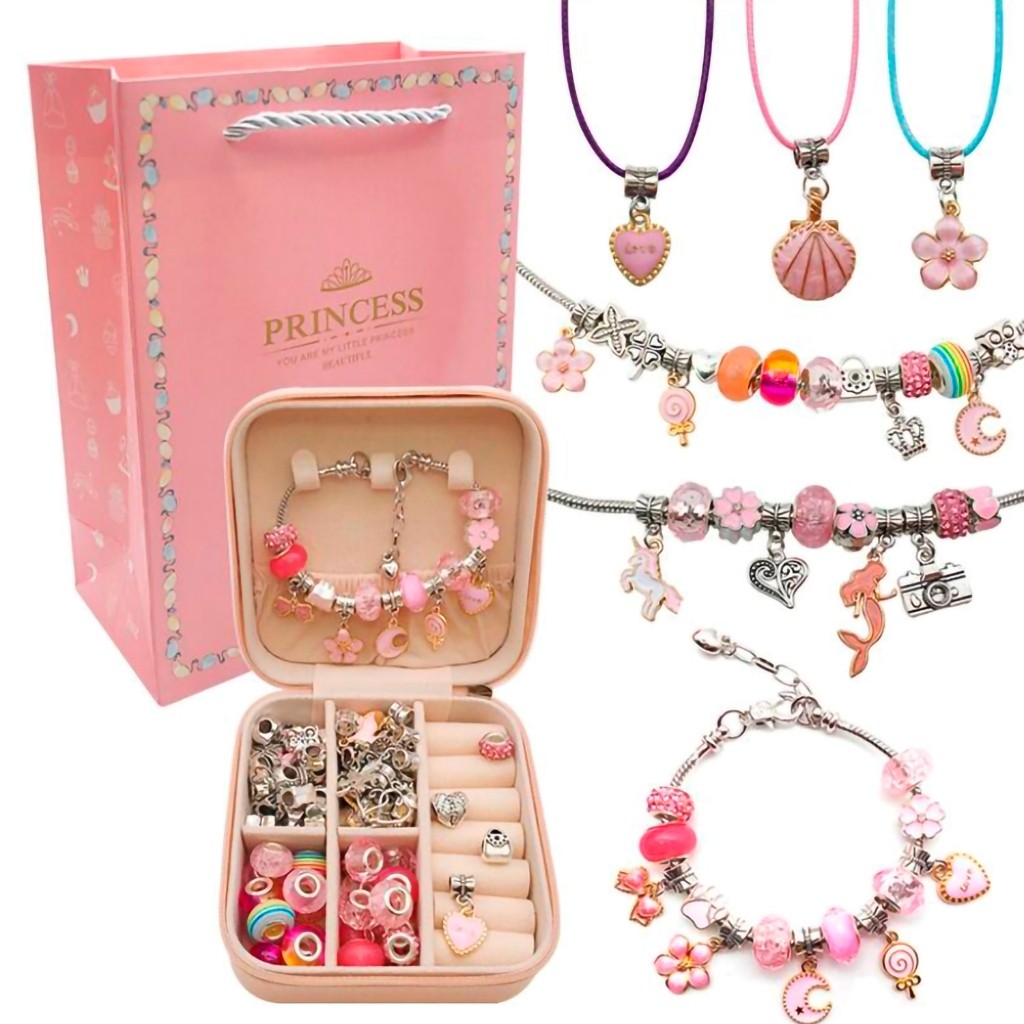 Kit de joias com Miçangas de 66 Peças Para Montagem de Pulseira Infantil Presente crianca presente n