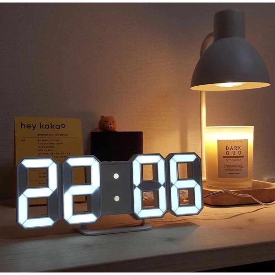 Relógio Digital 3D LED De Parede e Mesa Design Moderno Luz Noturna Decoração