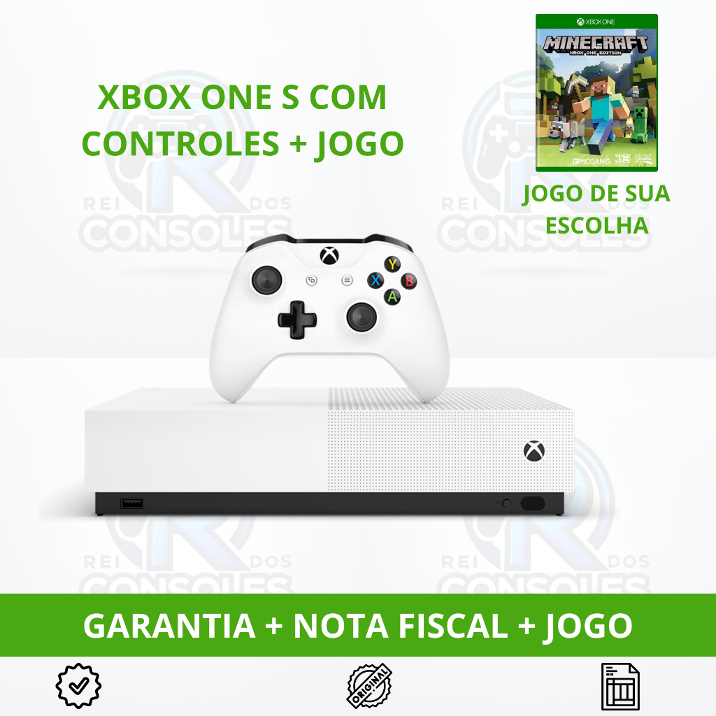 Video Game Xbox One S Console + Controles + Jogo – Garantia – 500GB ou 1TB