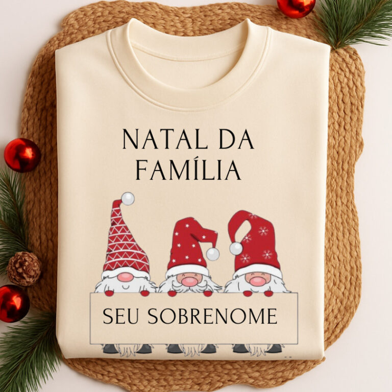 Camiseta Natal Da Família Personalizado Sobrenome