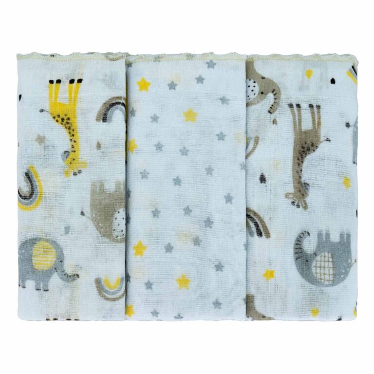 Fralda com 03 Unidades Girafa Creme Bublim Petit