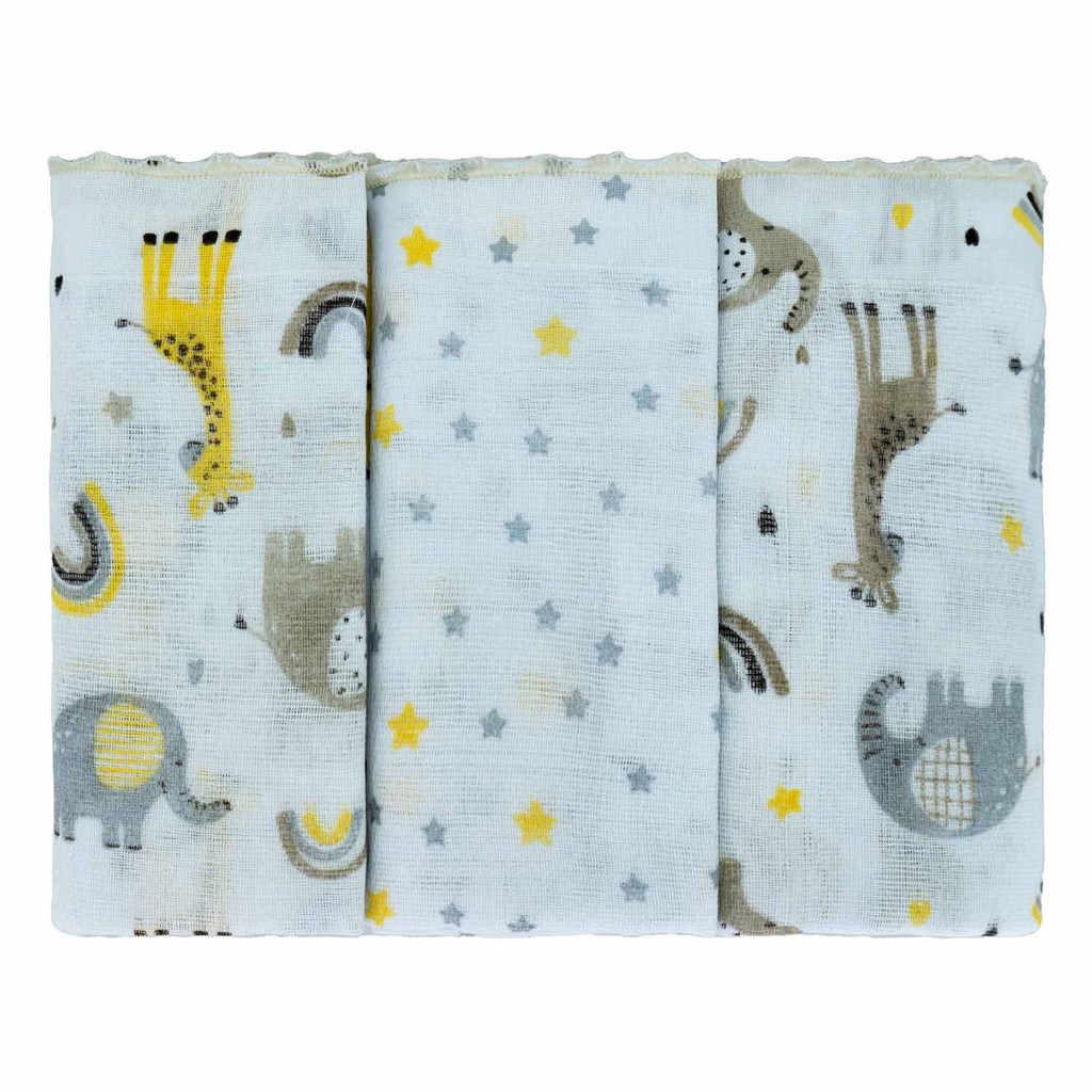 Fralda com 03 Unidades Girafa Creme Bublim Petit